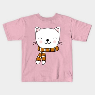 Cute and Funny Autumn Cat Kids T-Shirt